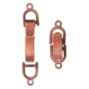 Fold-Over Lever Clasp, For Bracelets 18x6mm, Antiqued Copper (10 Sets)
