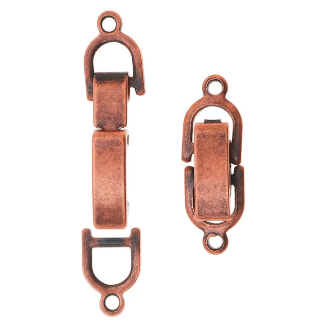 Fold-Over Lever Clasp, For Bracelets 18x6mm, Antiqued Copper (10 Sets)