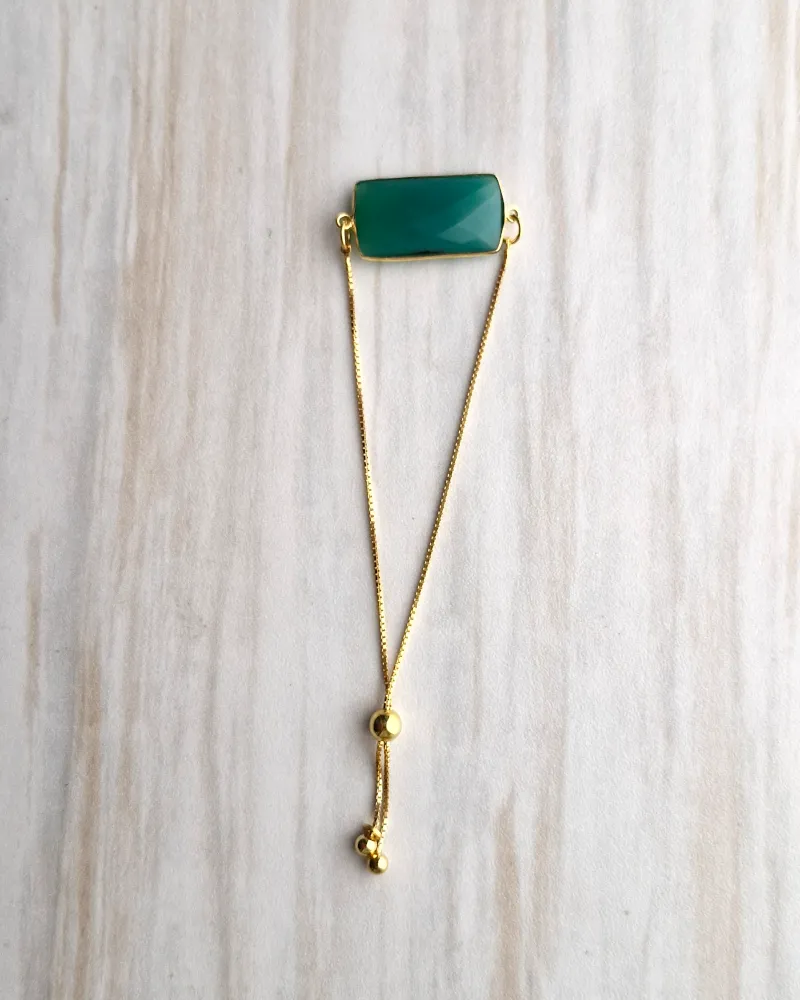 Green Agate Jeweled Bracelet