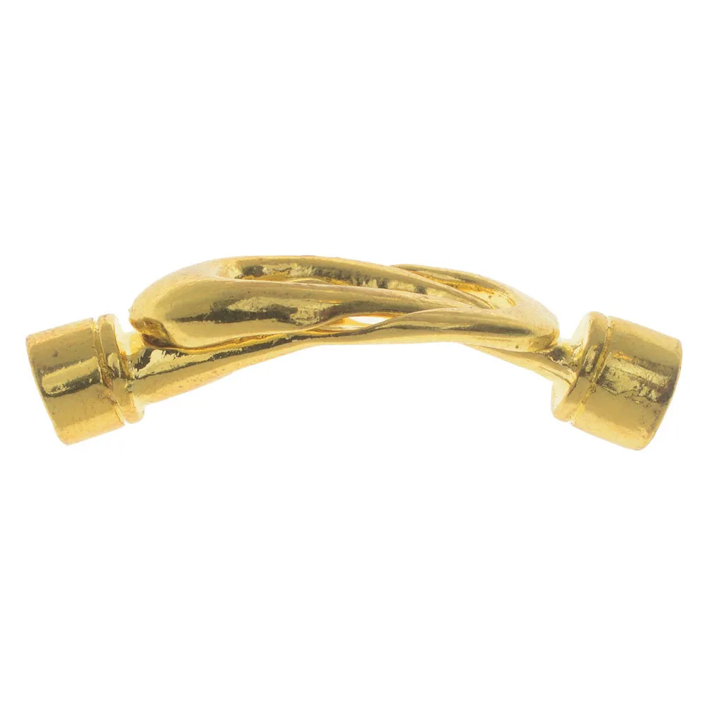Magnetic Clasps, Twist Design 38x13mm, Fits 4mm Round Cord, Gold Tone (1 Set)