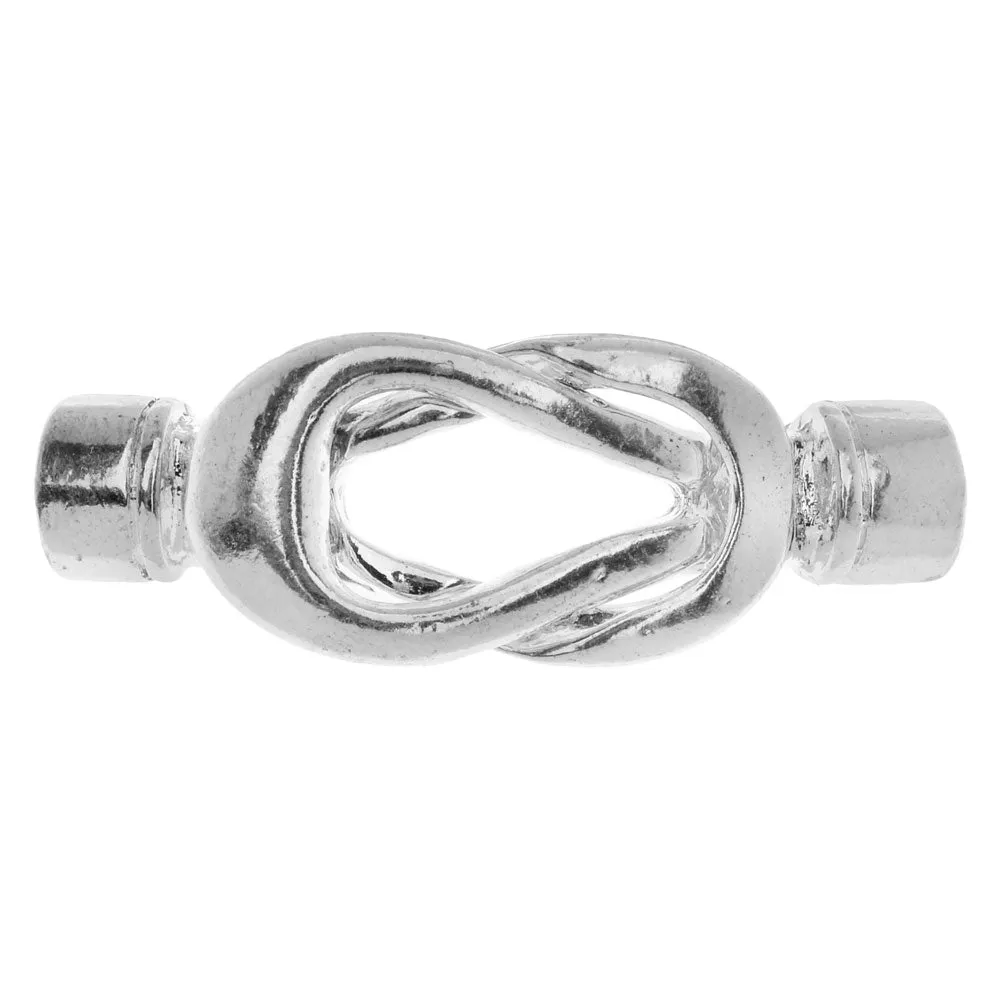 Magnetic Clasps, Twist Design 38x13mm, Fits 4mm Round Cord, Platinum Tone (1 Set)