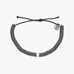 Men's Black Gunmetal Stone Bracelet