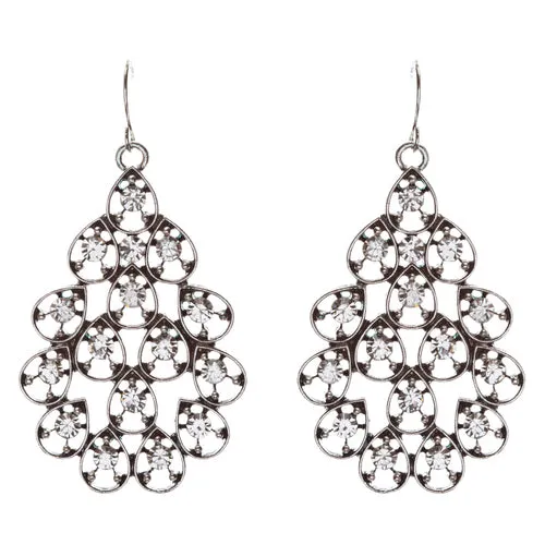 Multi Teardrop Dangle Fashion Earrings Antique Silver