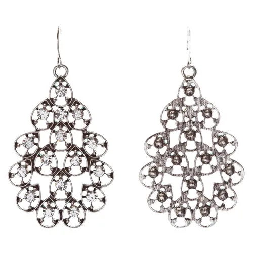 Multi Teardrop Dangle Fashion Earrings Antique Silver