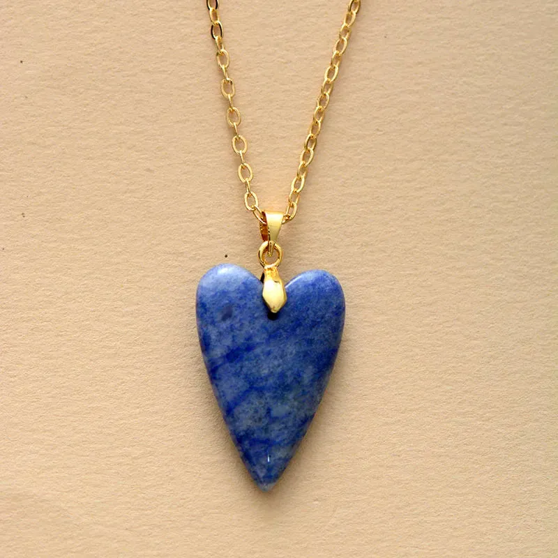 Natural Gemstone Heart Pendant Choker