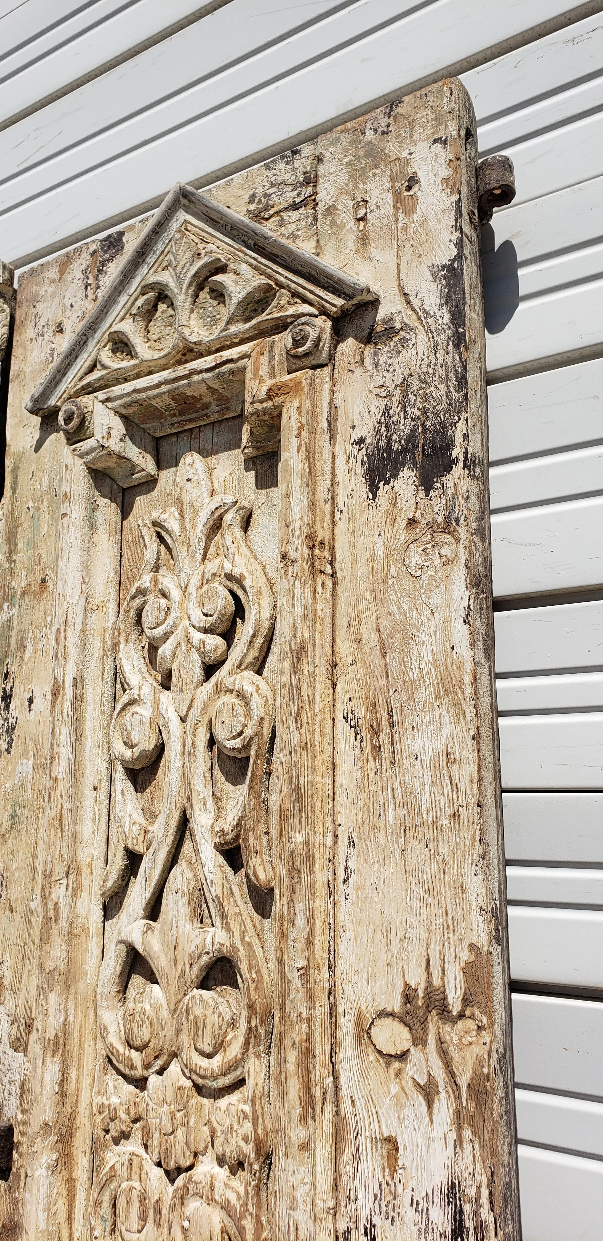 Pair of 2 Panel Ornate Carved Antique Doors