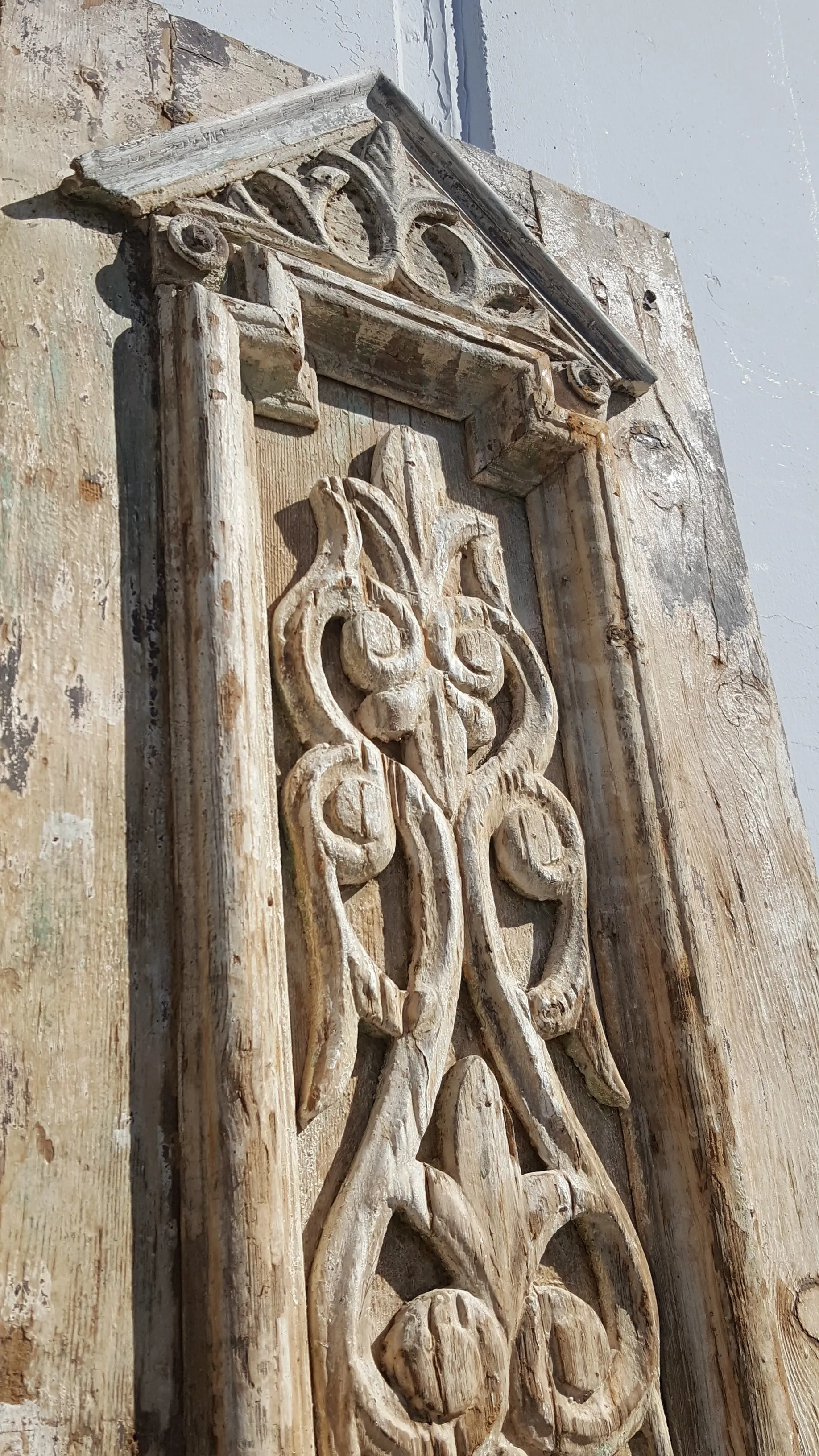 Pair of 2 Panel Ornate Carved Antique Doors