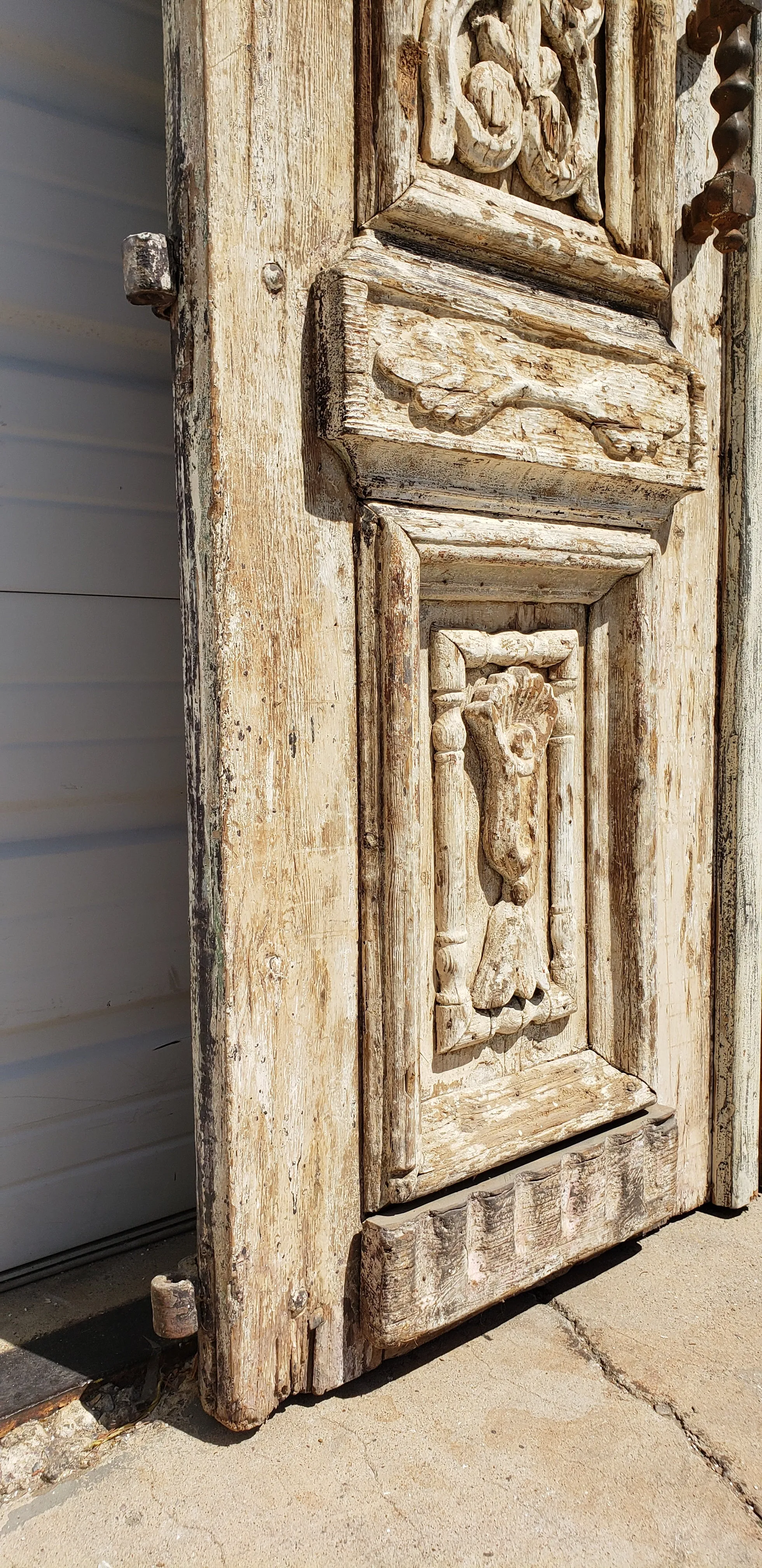 Pair of 2 Panel Ornate Carved Antique Doors