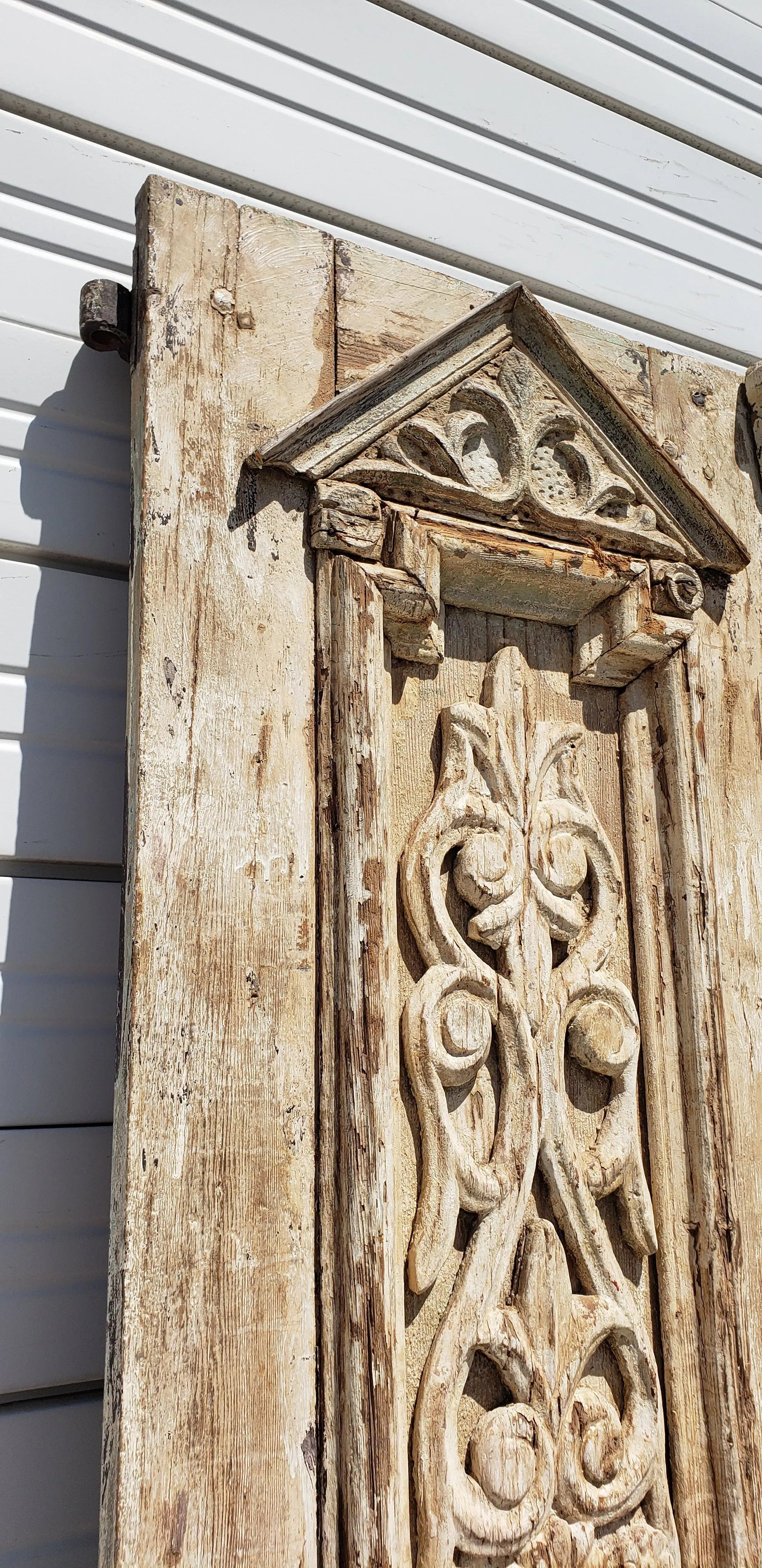 Pair of 2 Panel Ornate Carved Antique Doors