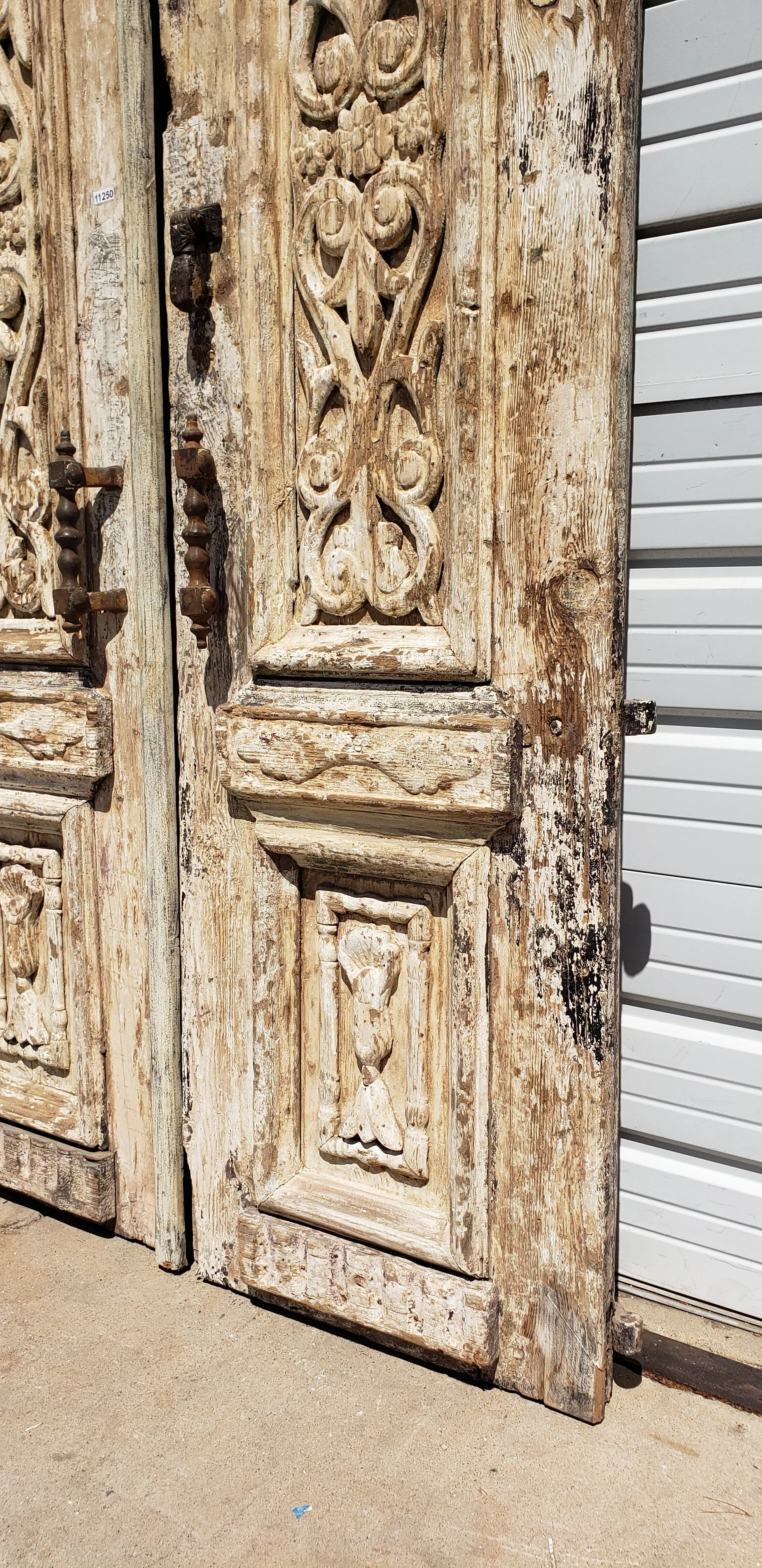 Pair of 2 Panel Ornate Carved Antique Doors