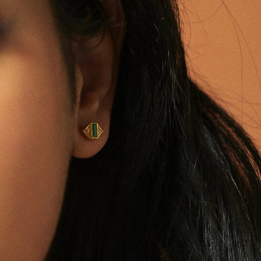 Patchwork Color Gemstone Earrings