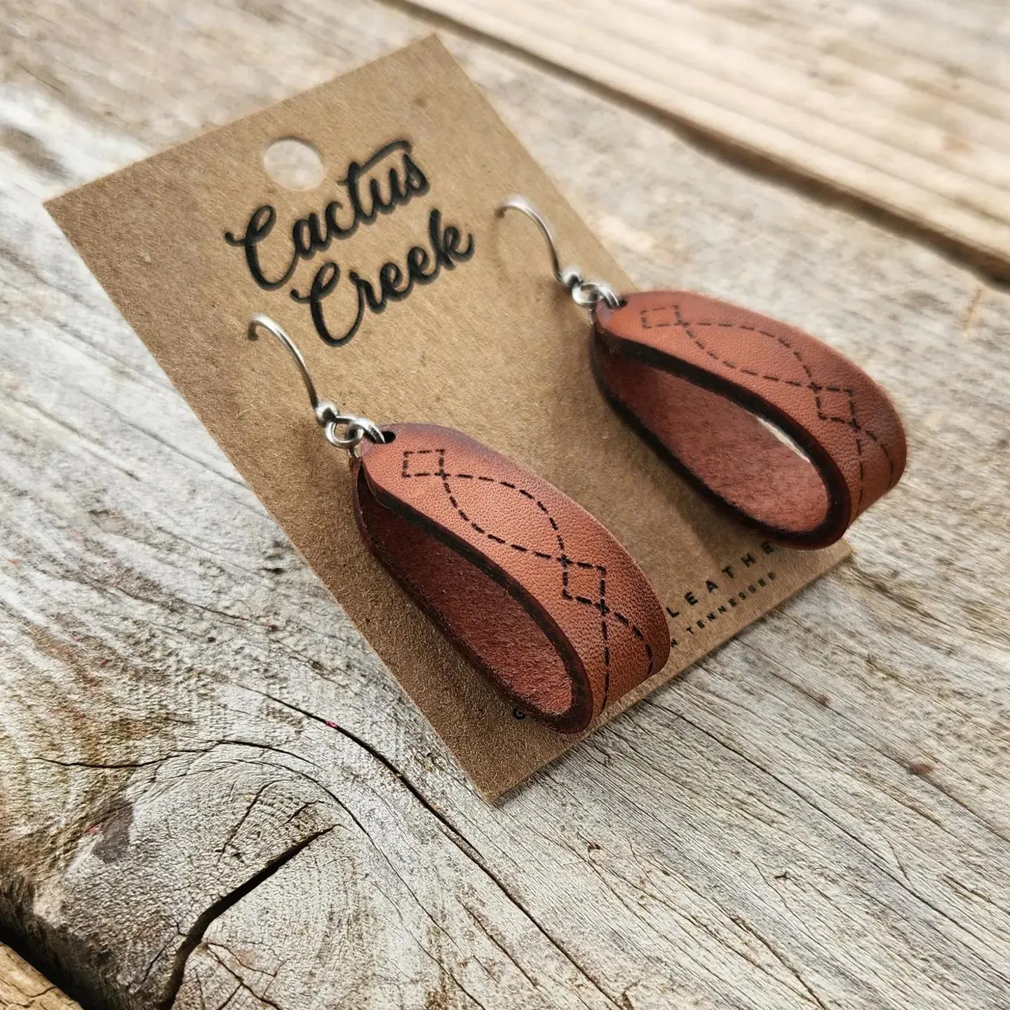 "Latigo" Handmade Genuine Leather Western Earrings