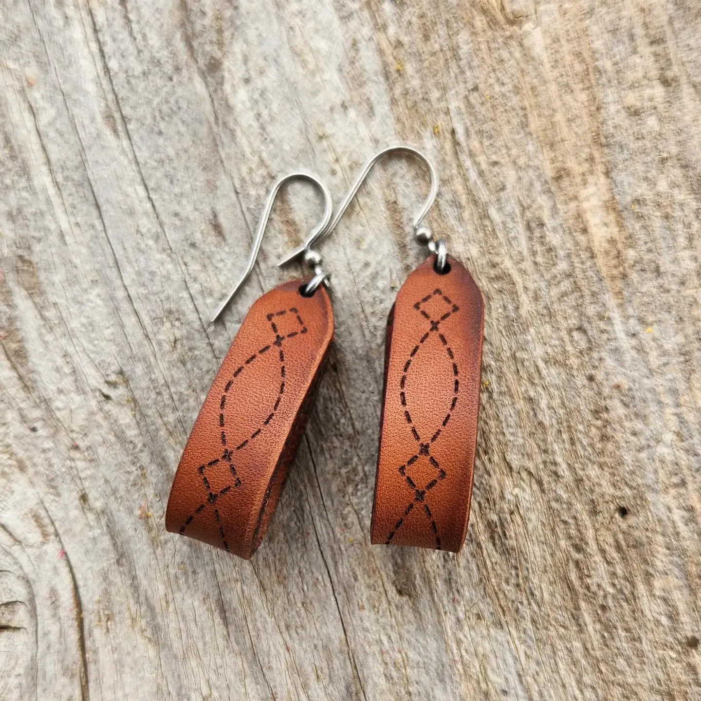 "Latigo" Handmade Genuine Leather Western Earrings