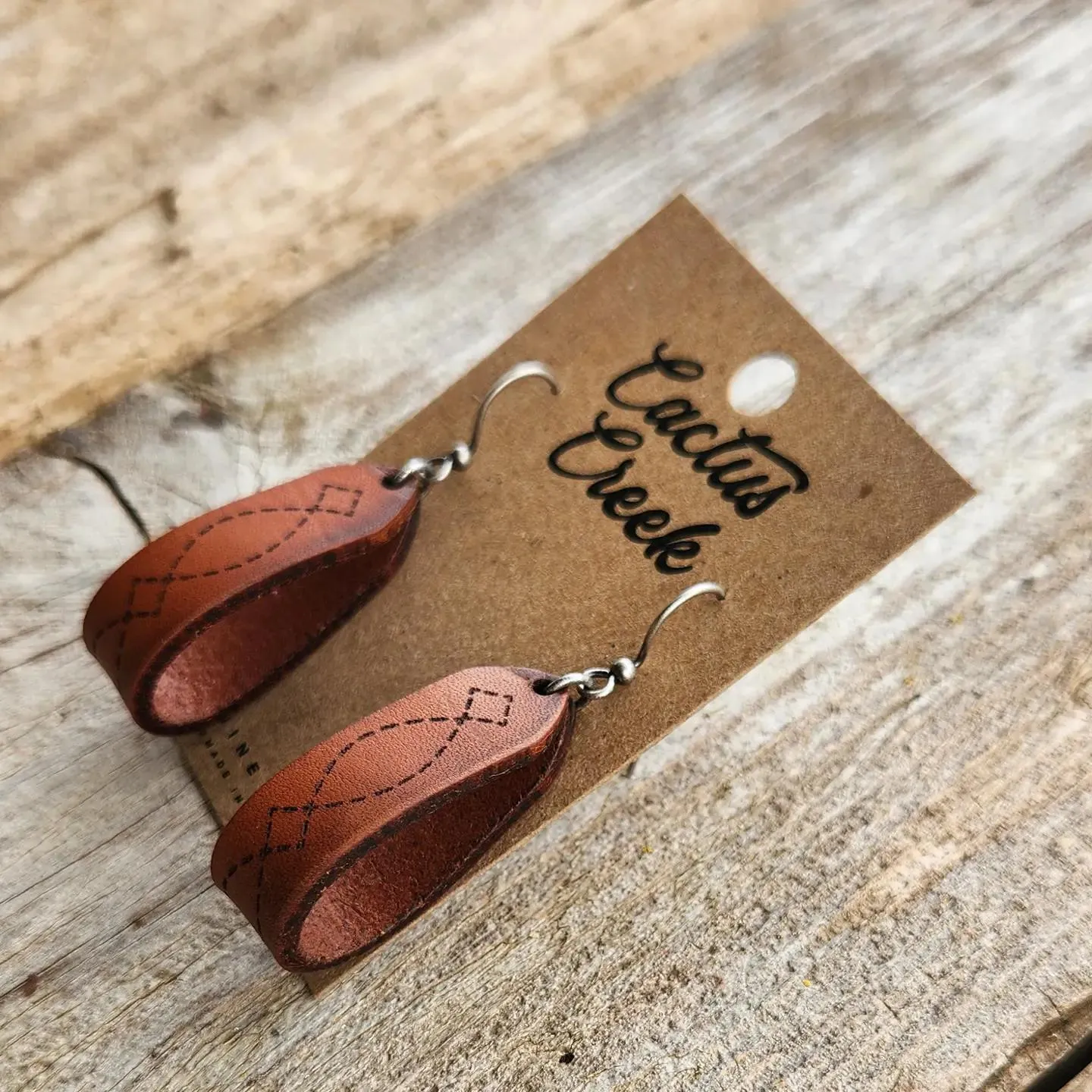 "Latigo" Handmade Genuine Leather Western Earrings