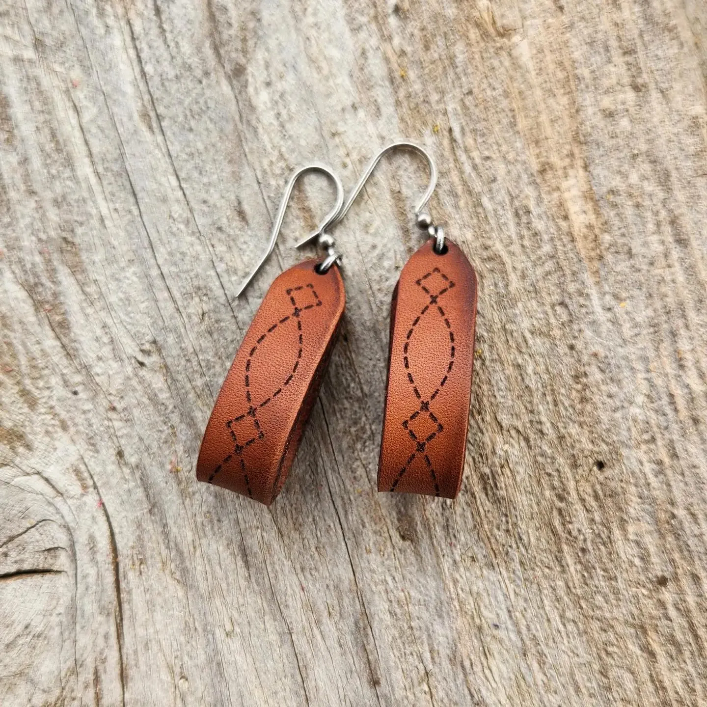 "Latigo" Handmade Genuine Leather Western Earrings