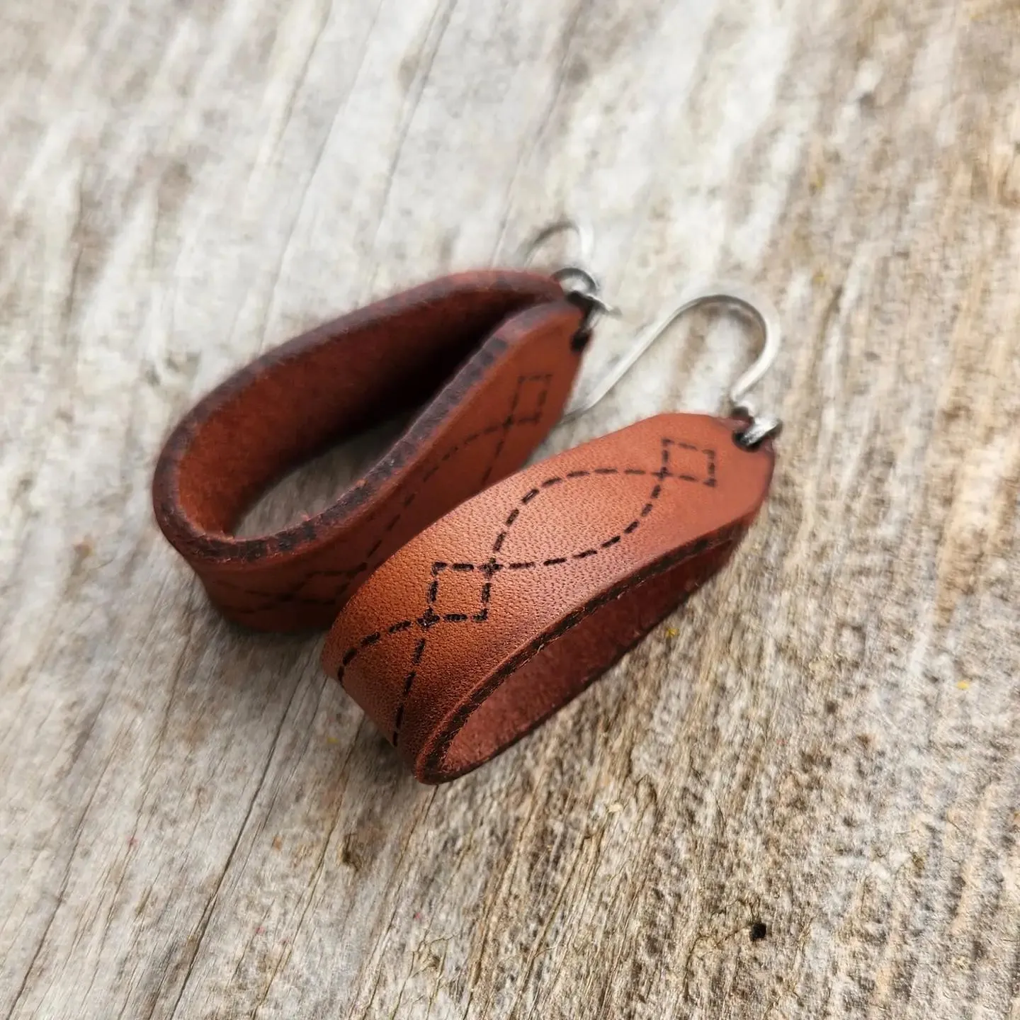 "Latigo" Handmade Genuine Leather Western Earrings