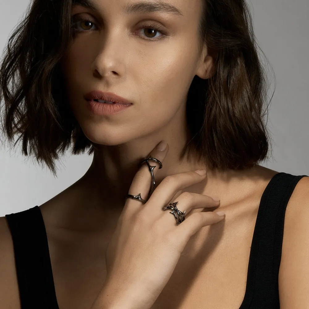 Rose Thorn Triple Band Ring - Black Rhodium - RT014.BRNARZ