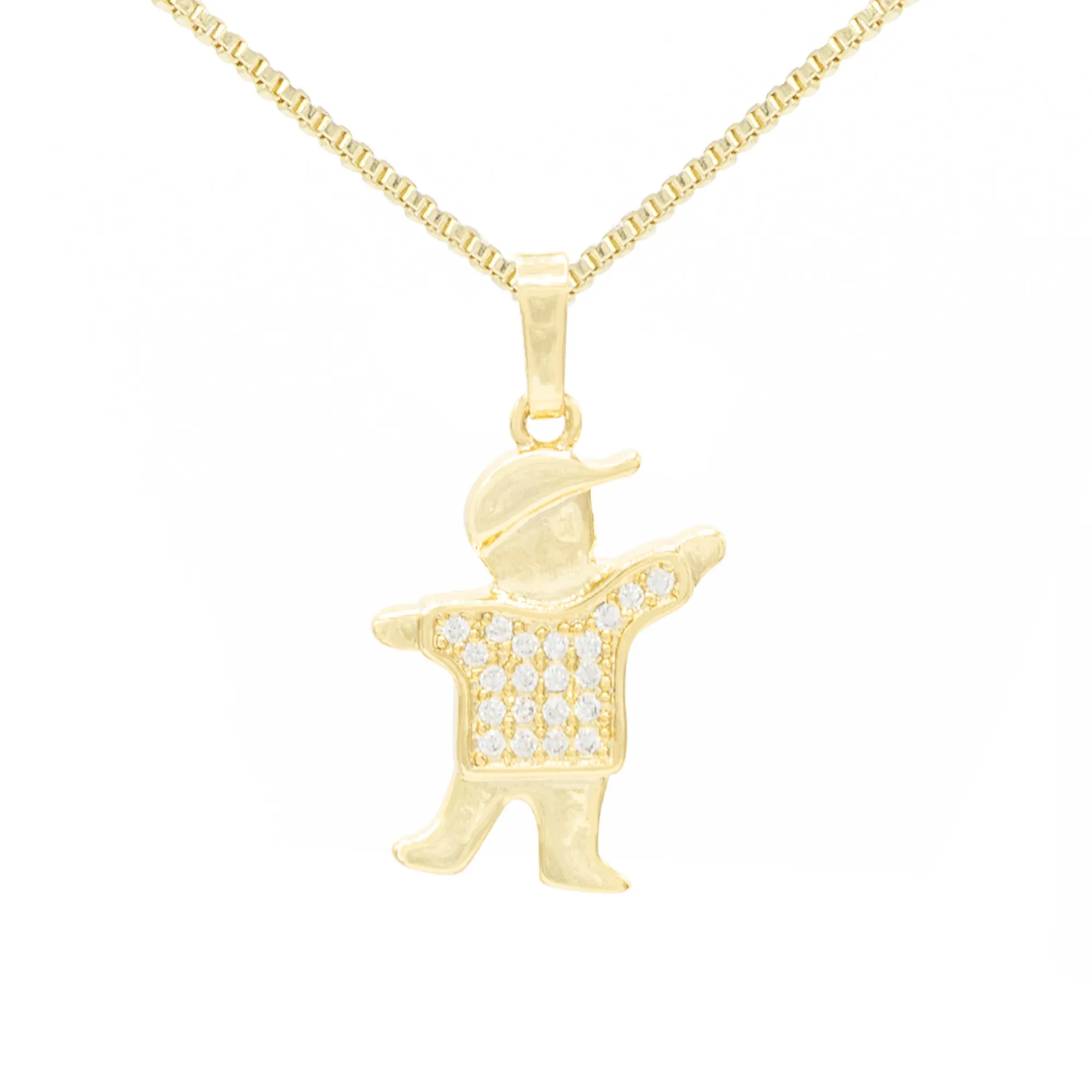 Smart Boy Cubic Zirconia Pendant With 14K Gold Filled Necklace Set