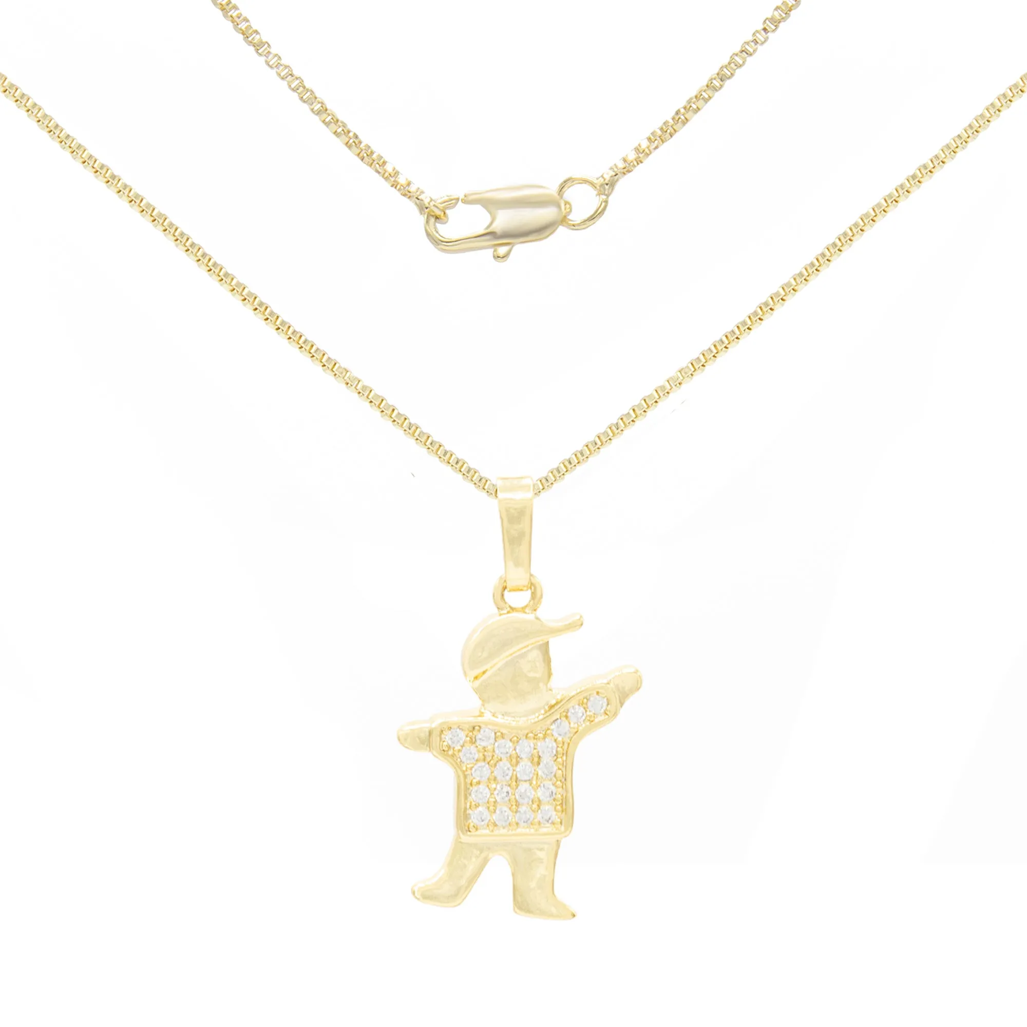 Smart Boy Cubic Zirconia Pendant With 14K Gold Filled Necklace Set