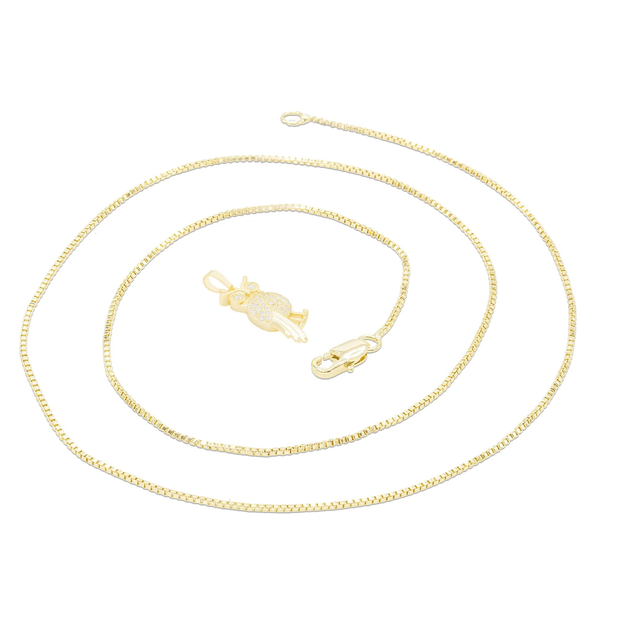 Smart Owl Cubic Zirconia Pendant With 14K Gold Filled Necklace Set