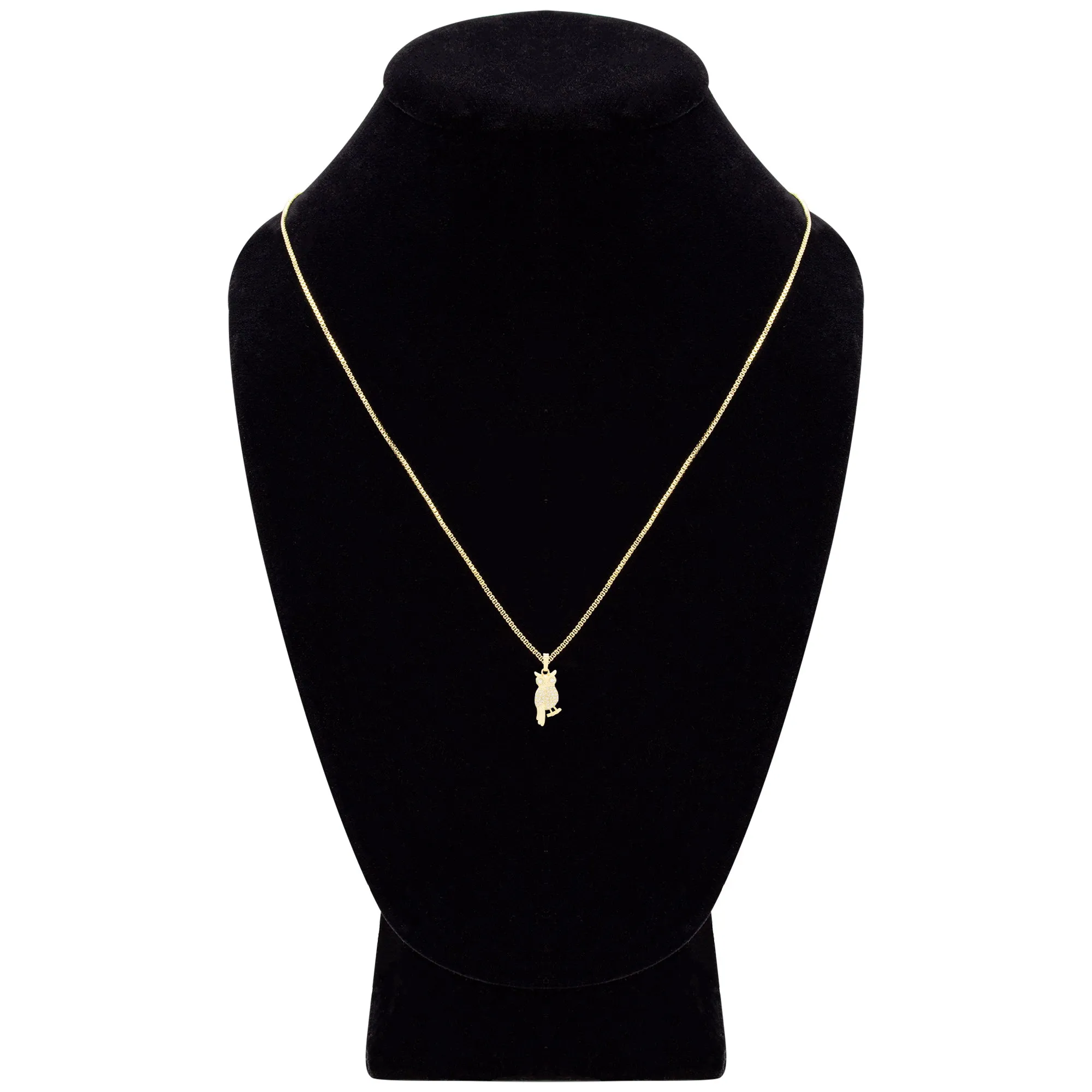 Smart Owl Cubic Zirconia Pendant With 14K Gold Filled Necklace Set