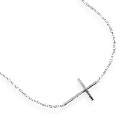 Sterling Silver Sideways Cross Bracelet
