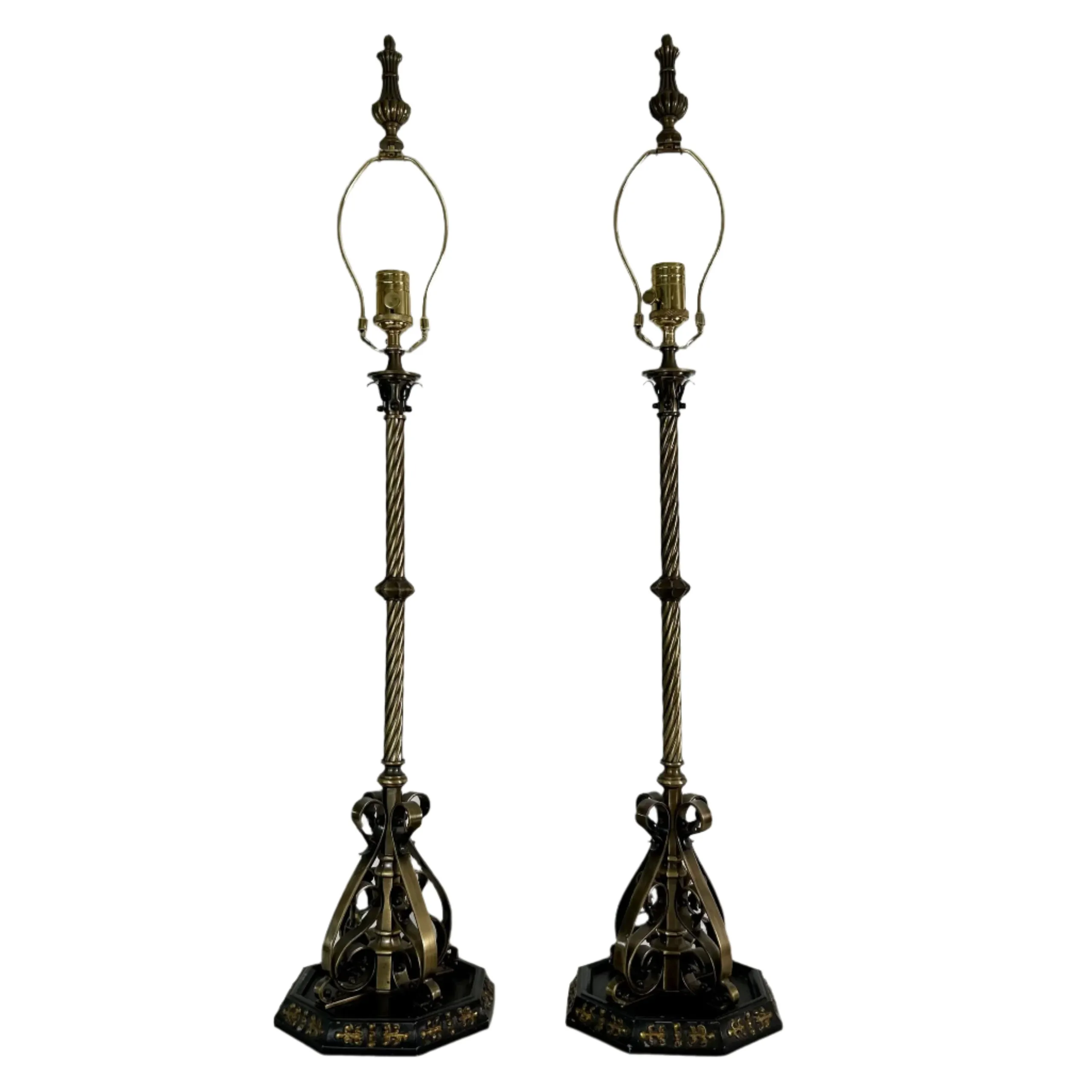 Table Lamps, Dark Brass, Traditional, Ornate, Sold as A Pair