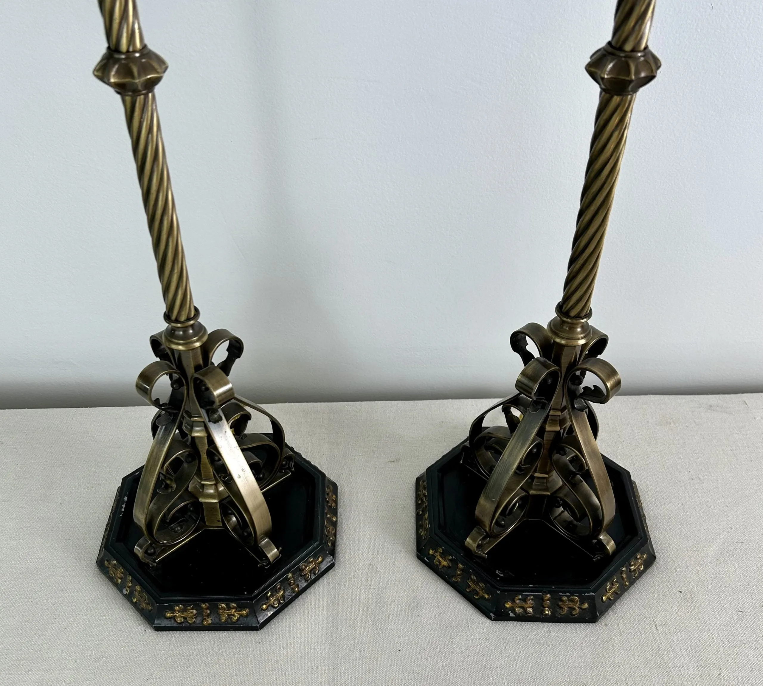 Table Lamps, Dark Brass, Traditional, Ornate, Sold as A Pair