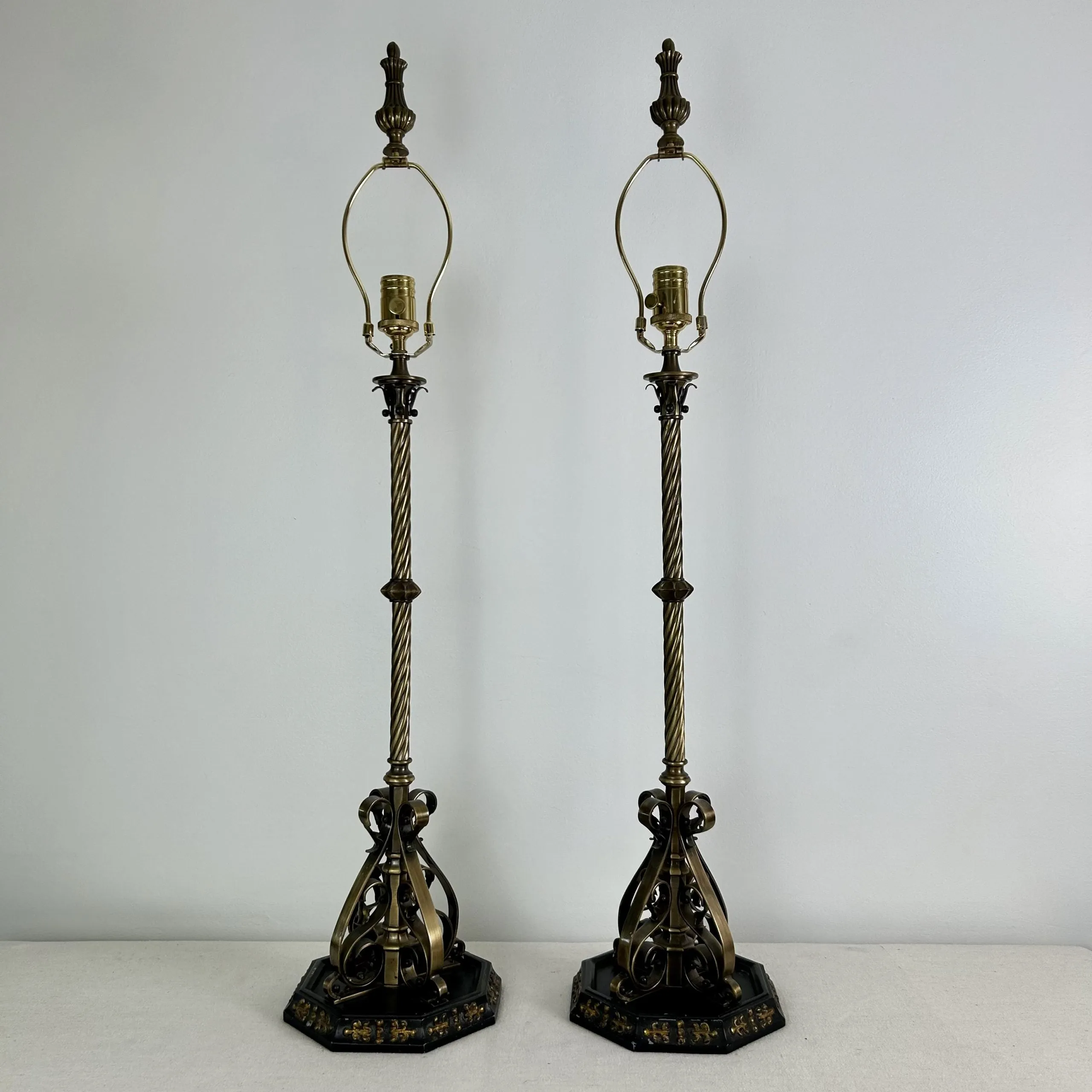 Table Lamps, Dark Brass, Traditional, Ornate, Sold as A Pair