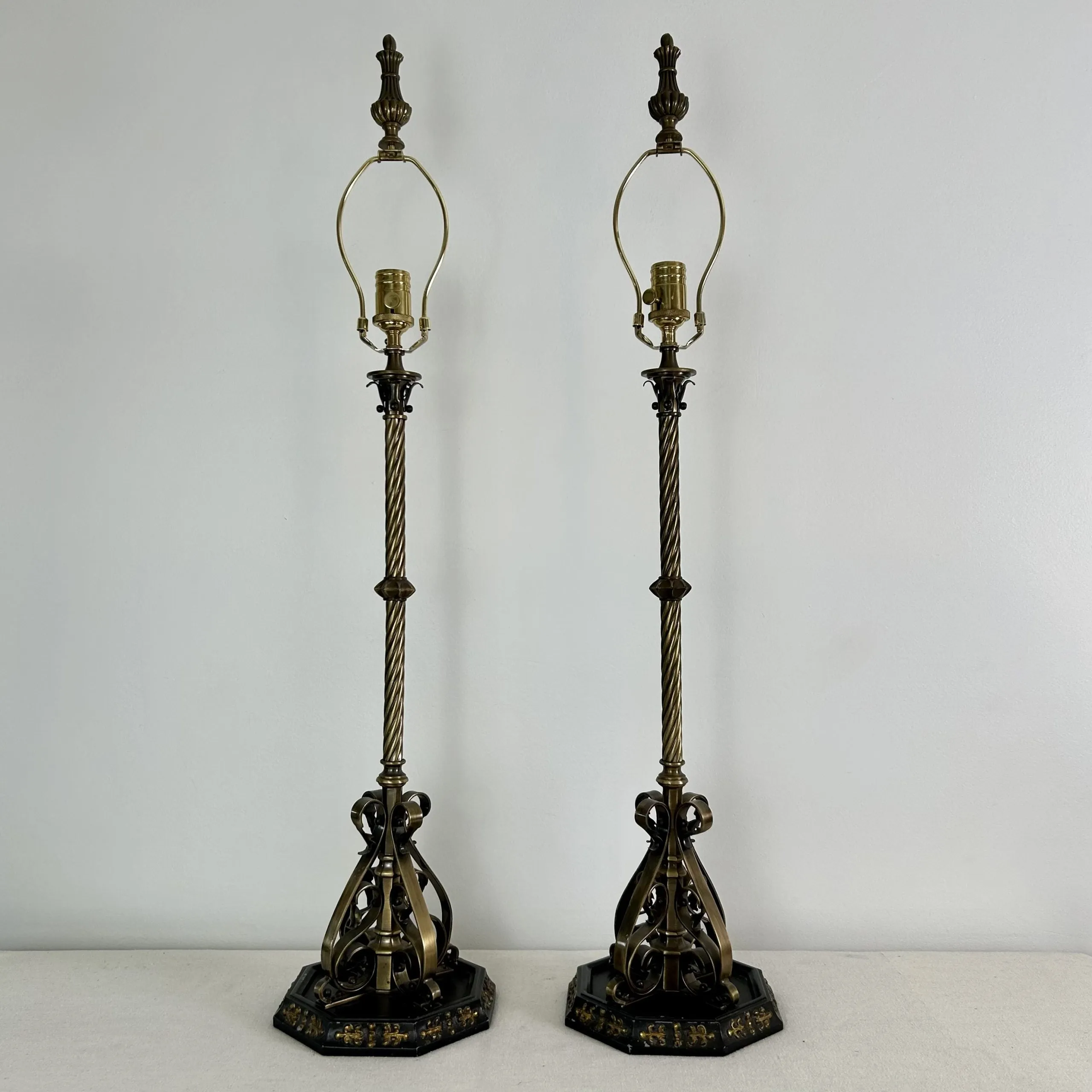 Table Lamps, Dark Brass, Traditional, Ornate, Sold as A Pair