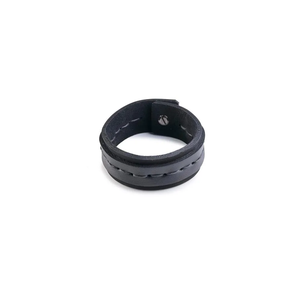 The Double Stitched Black Leather Cuff