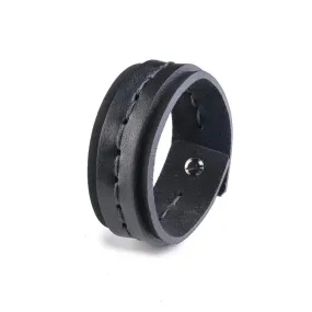 The Double Stitched Black Leather Cuff