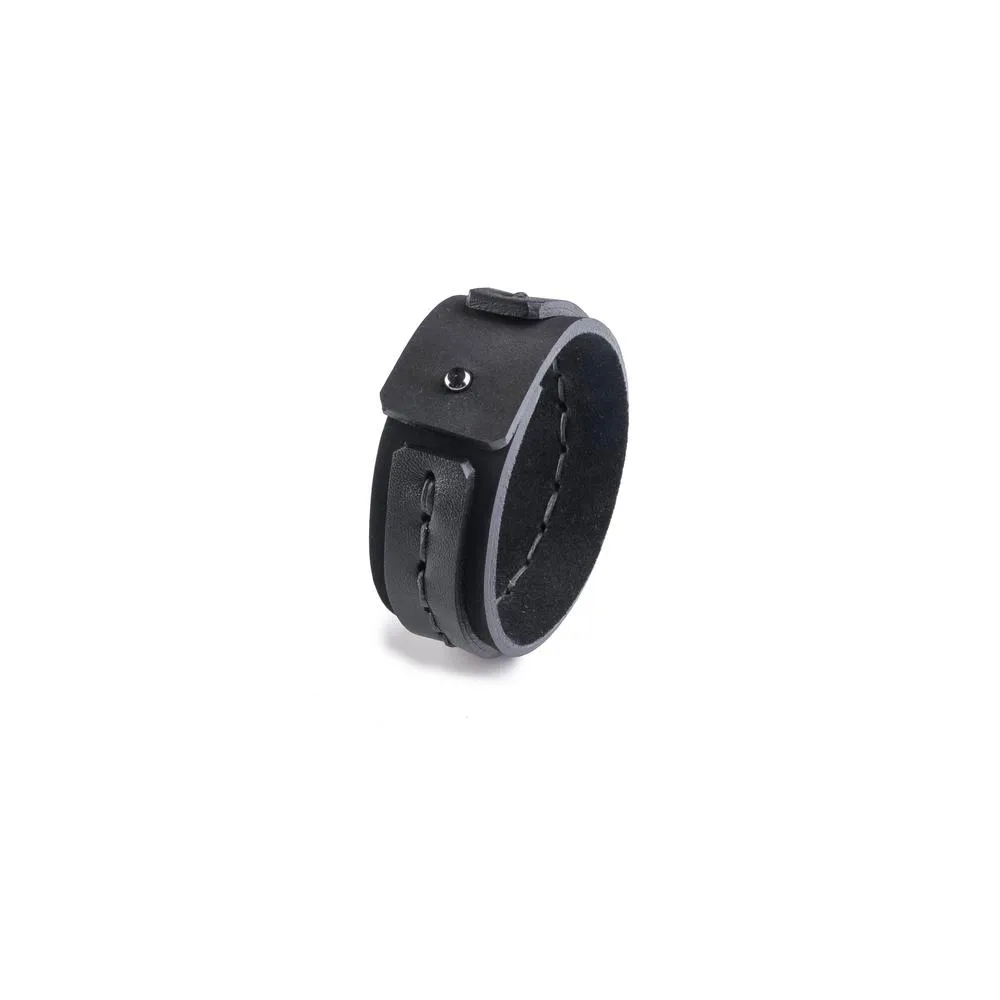 The Double Stitched Black Leather Cuff