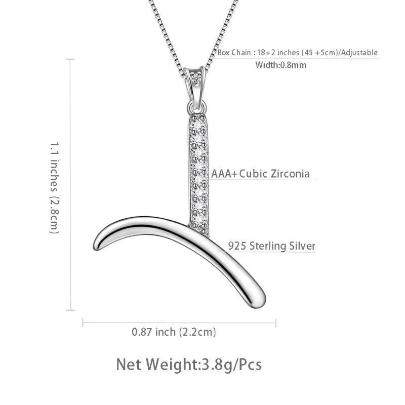 Tokyo Mart Letter Initial Y Necklaces Pendant Women Girls Name Jewelry Gift 925 Sterling Silver