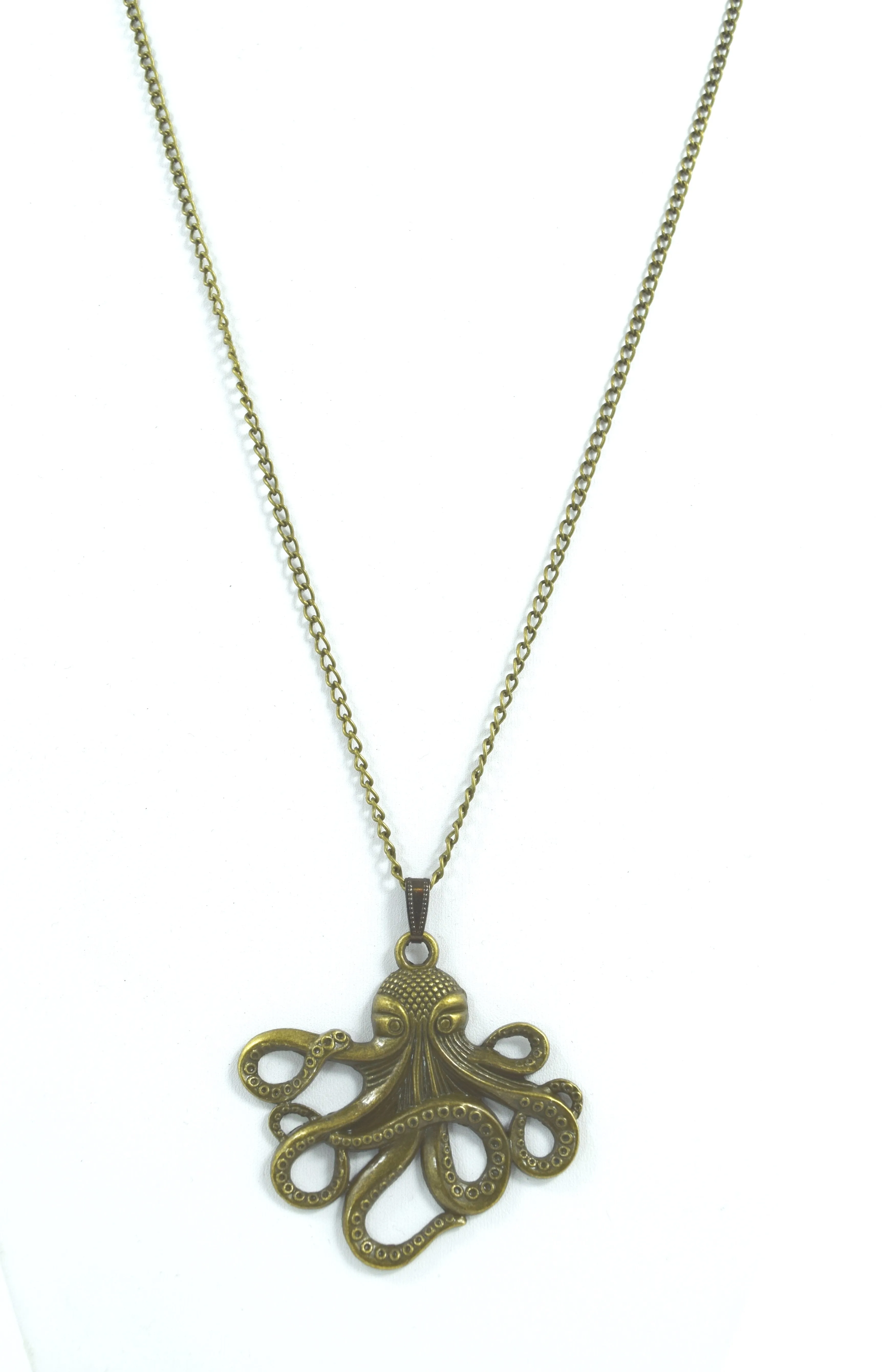 Victorian Steampunk Vintage Toilers of the Sea Octopus Kraken Necklace