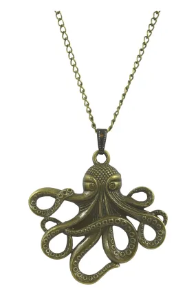 Victorian Steampunk Vintage Toilers of the Sea Octopus Kraken Necklace