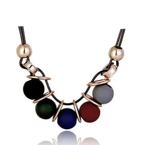 Vintage  Colorful Round Wood Necklace